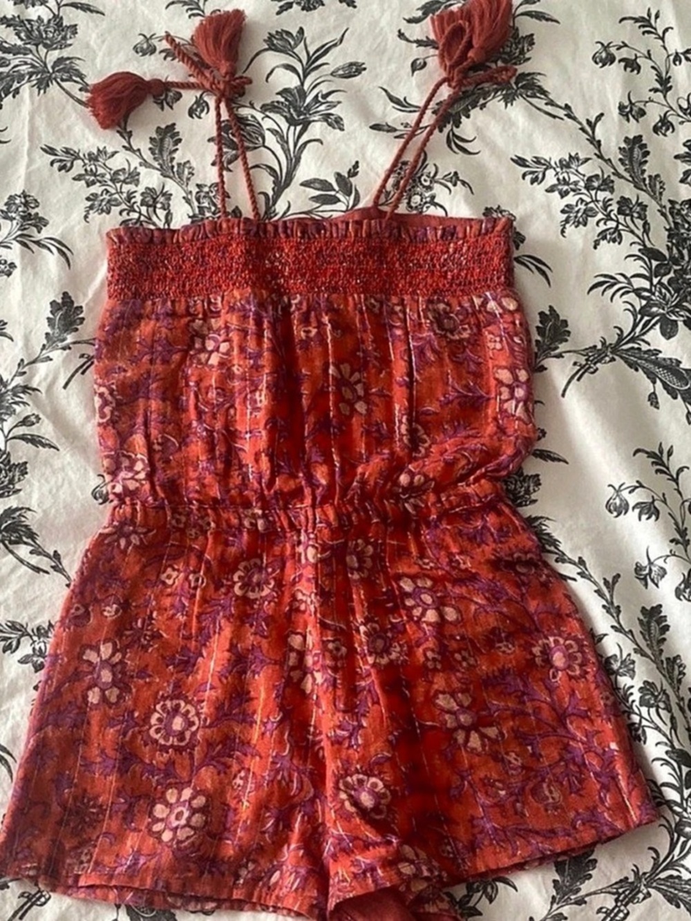 Louis Louise Floral Romper in Red & Purple Size 3 Like New